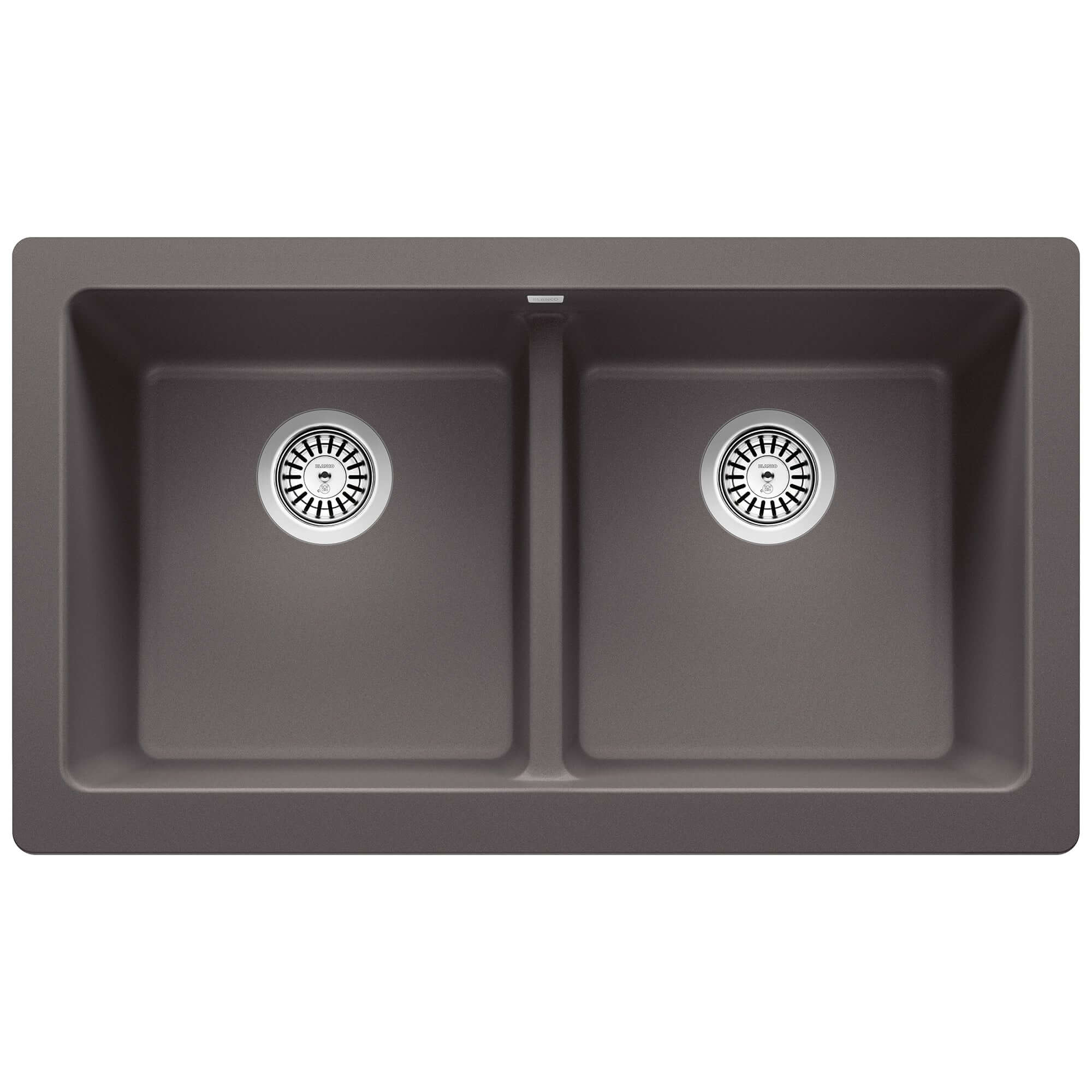 Blanco Vintera 33" Granite Composite Workstation Farmhouse Sink, Silgranit, 50/50 Double Bowl, Cinder, 526548