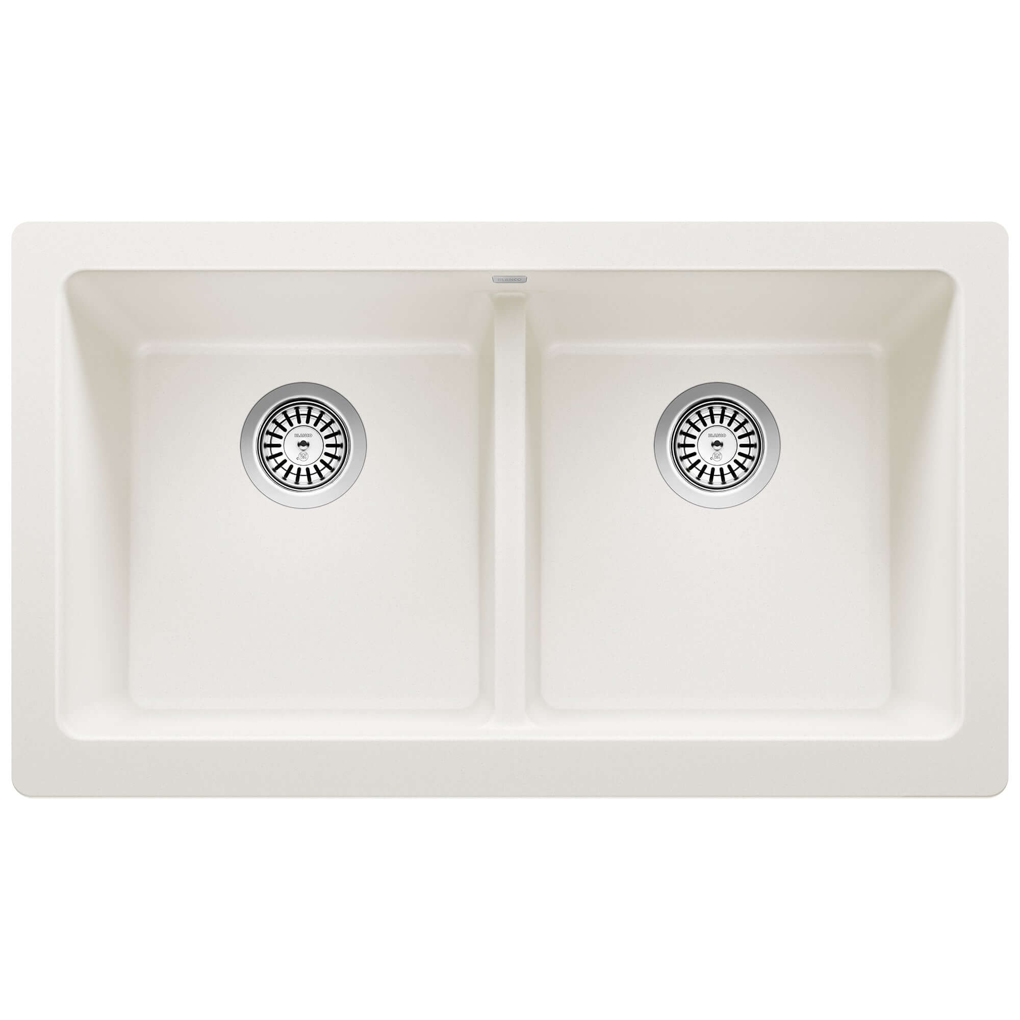 Blanco Vintera 33" Granite Composite Workstation Farmhouse Sink, Silgranit, 50/50 Double Bowl, White, 526550