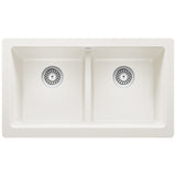 Blanco Vintera 33" Granite Composite Workstation Farmhouse Sink, Silgranit, 50/50 Double Bowl, White, 526550