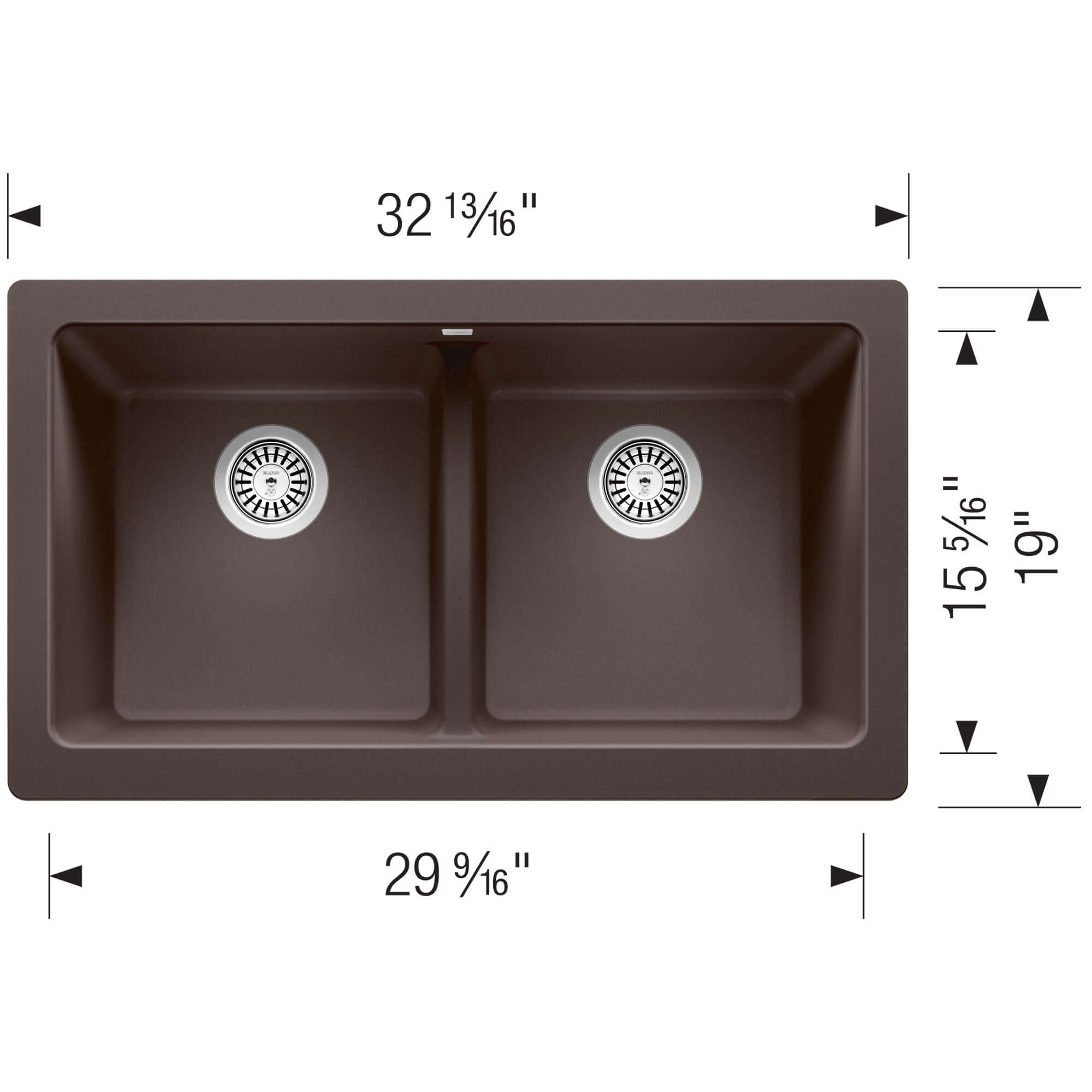 Blanco Vintera 33" Granite Composite Workstation Farmhouse Sink, Silgranit, 50/50 Double Bowl, Cafe, 526552