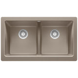 Blanco Vintera 33" Granite Composite Workstation Farmhouse Sink, Silgranit, 50/50 Double Bowl, Truffle, 526553