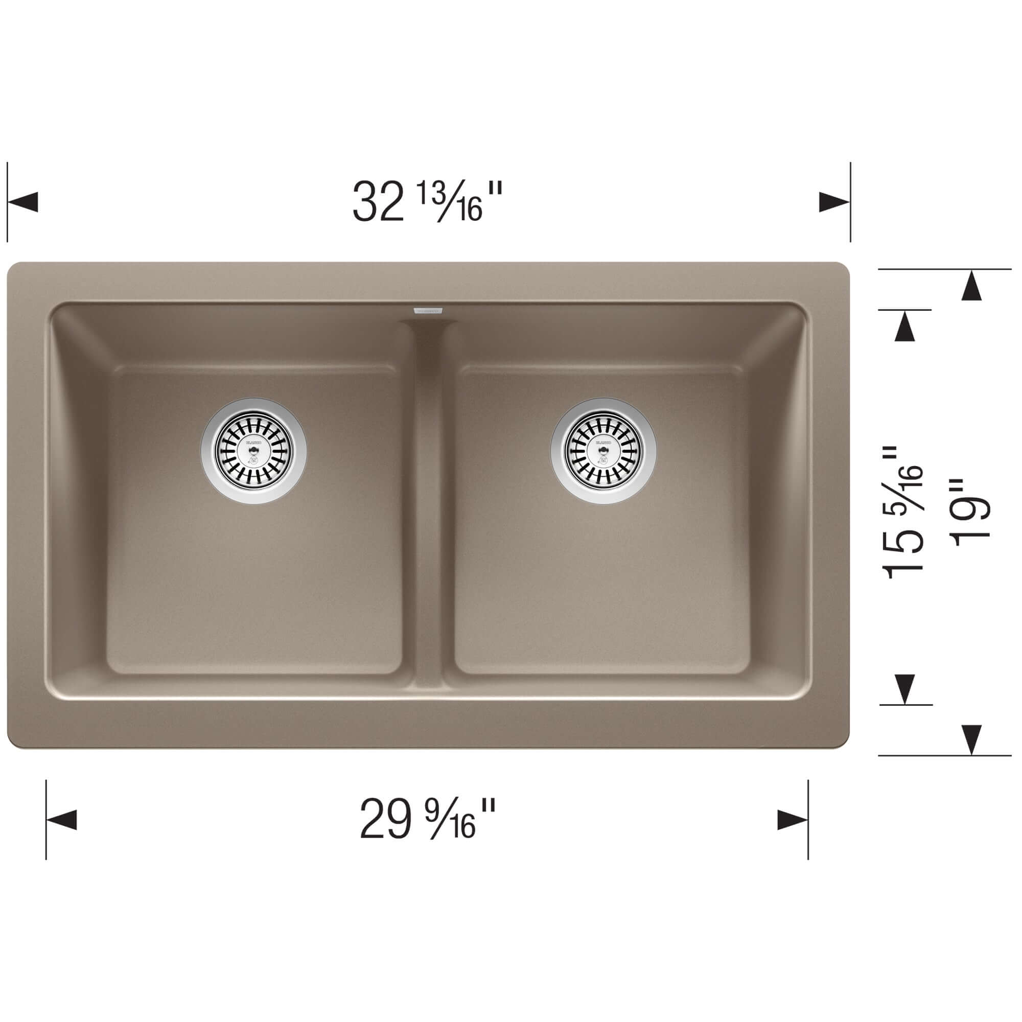 Blanco Vintera 33" Granite Composite Workstation Farmhouse Sink, Silgranit, 50/50 Double Bowl, Truffle, 526553