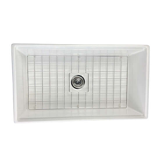 Nantucket Sinks Cape 33" Fireclay Workstation Farmhouse Sink with Accessories, White, T-PS33W