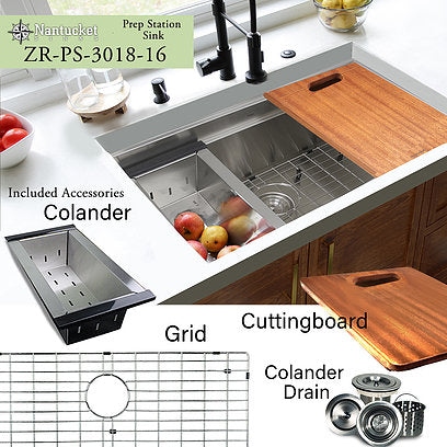 Nantucket Sinks Pro Series 30" Stainless Steel Kitchen Sink, SR-PS-3018-16 - The Sink Boutique