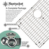 Nantucket Sinks Pro Series 25" Drop In/Topmount 304 Stainless Steel Kitchen Sink with Accessories, 16 Gauge, SR2522-16