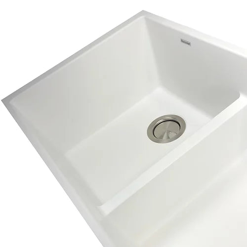 Nantucket Sinks Plymouth 33" Undermount Granite Composite Kitchen Sink, 50/50 Double Bowl, White, PR5050-LDW