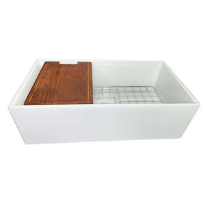 Alternate Image for Nantucket Sinks Cape 33" Fireclay Workstation Farmhouse Sink with Accessories, White, T-PS33W