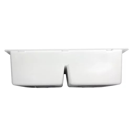 Nantucket Sinks Plymouth 33" Undermount Granite Composite Kitchen Sink, 50/50 Double Bowl, White, PR5050-LDW