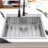 Nantucket Sinks Pro Series 25" Drop In/Topmount 304 Stainless Steel Kitchen Sink with Accessories, 16 Gauge, SR2522-16