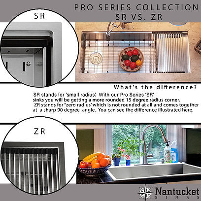 Nantucket Sinks Pro Series 30" Stainless Steel Kitchen Sink, SR-PS-3018-16 - The Sink Boutique