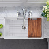 Nantucket Sinks Cape 33" Fireclay Workstation Farmhouse Sink with Accessories, White, T-PS33W