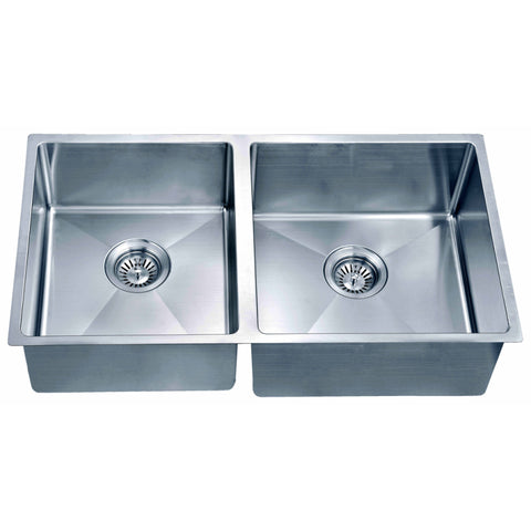Dawn 32" Stainless Steel Undermount 45/55 Double Bowl Kitchen Sink, SRU301616L