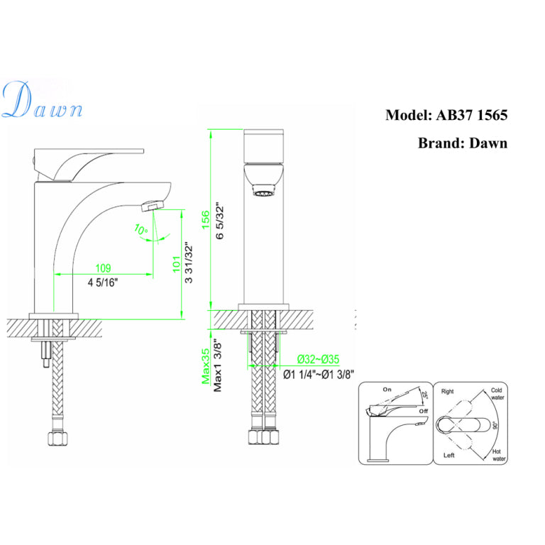 Dawn 6" 1.2 GPM Bathroom Faucet, Brushed Nickel, AB37 1565BN - The Sink Boutique