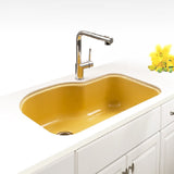 Houzer 31" Porcelain Enamel Steel Undermount Single Bowl Kitchen Sink, Yellow, PCH-3700 LE - The Sink Boutique