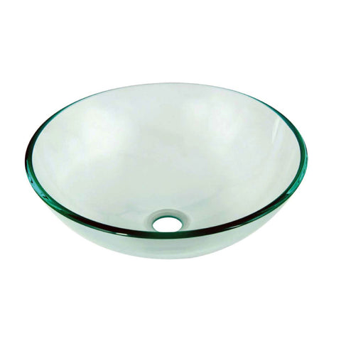 Dawn 17" Tempered Glass Vessel Sink, Clear, Round, GVB84007