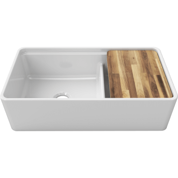 Latoscana 36" Double Bowl Fireclay Farmhouse Sink with Accessory Ledge, White, LDL3619W - The Sink Boutique