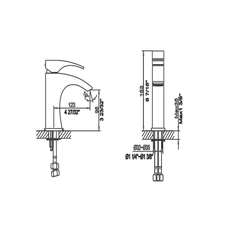 Dawn 5" 1.2 GPM Bathroom Faucet, Chrome, AB77 1586C - The Sink Boutique