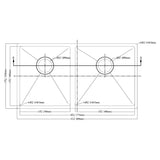 Dawn 32" Stainless Steel Undermount 45/55 Double Bowl Kitchen Sink, SRU301616L - The Sink Boutique