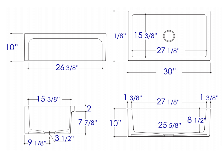 Alternate Image for ALFI 30" Single Bowl Thick Wall Fireclay Farmhouse Apron Sink, Biscuit, AB3018ARCH-B