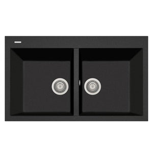 Alternate Image for Latoscana Plados 34" Drop-in Double Bowl Kitchen Sink, Black, AM8620-44UG