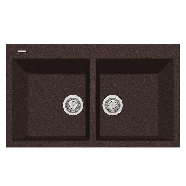 Latoscana Plados 34" Drop-in Double Bowl Kitchen Sink, Brown, AM8620-64