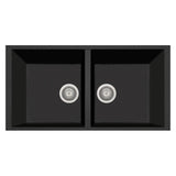 Latoscana Plados 34" Undermount Double Bowl Kitchen Sink, Black, AM8620ST-44