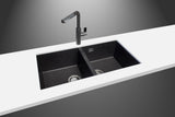Latoscana Plados 34" Undermount Double Bowl Kitchen Sink, Black, AM8620ST-44 - The Sink Boutique