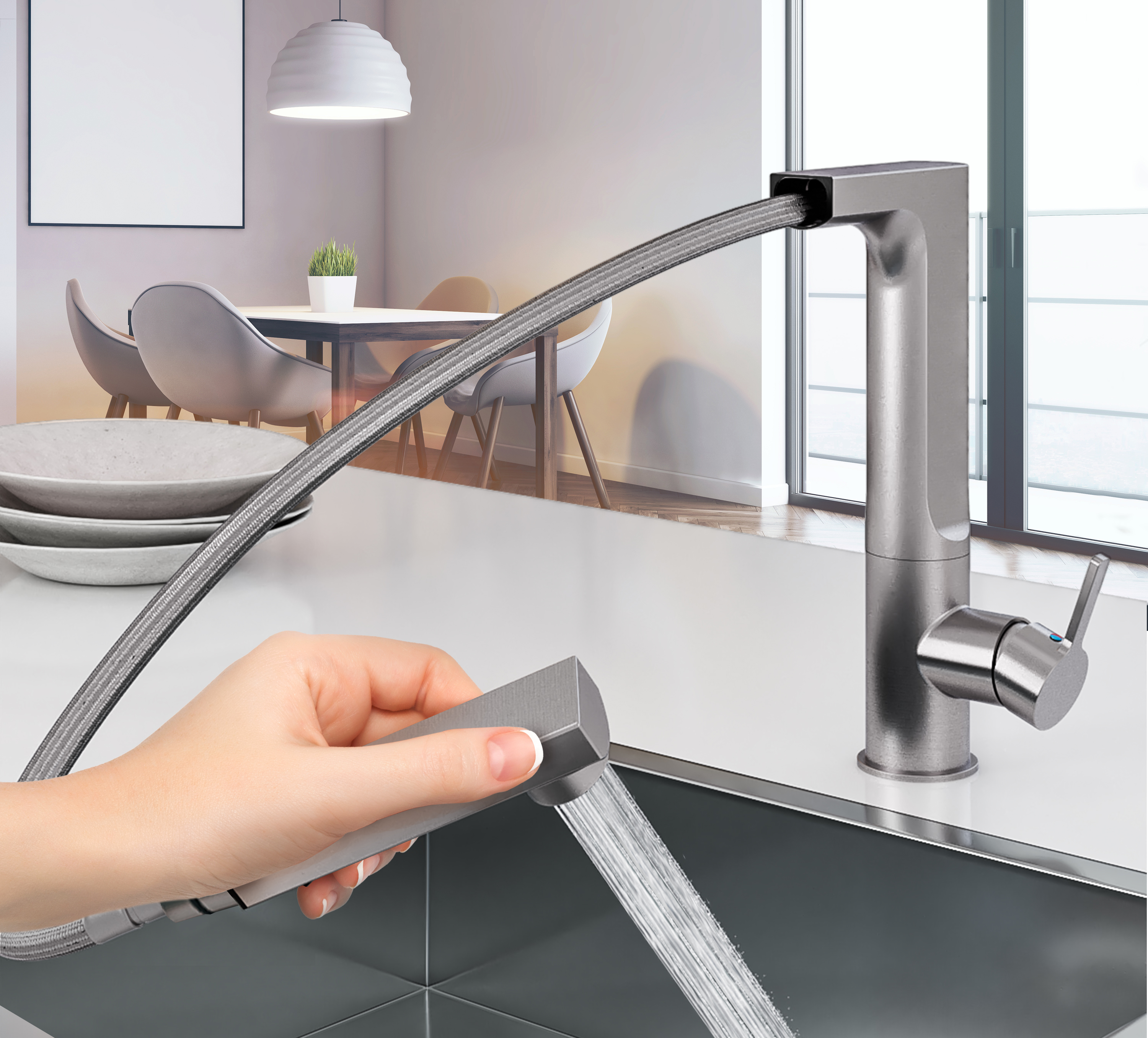 Houzer Ascend Pull Out Kitchen Faucet Oil Rubbed Bronze, ASCPO-460-OB - The Sink Boutique
