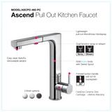 Houzer Ascend Pull Out Kitchen Faucet with CeraDox Technology Polished Chrome, ASCPO-460-PC - The Sink Boutique