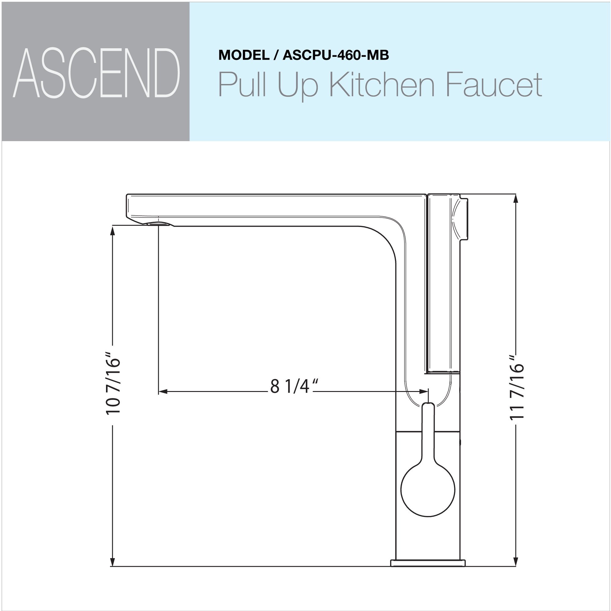 Houzer Ascend 1.75 GPM Lever Brass Kitchen Faucet, Pull Up, Matte Black, ASCPU-460-MB