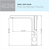 Houzer Ascend 1.75 GPM Lever Brass Kitchen Faucet, Pull Up, Matte Black, ASCPU-460-MB