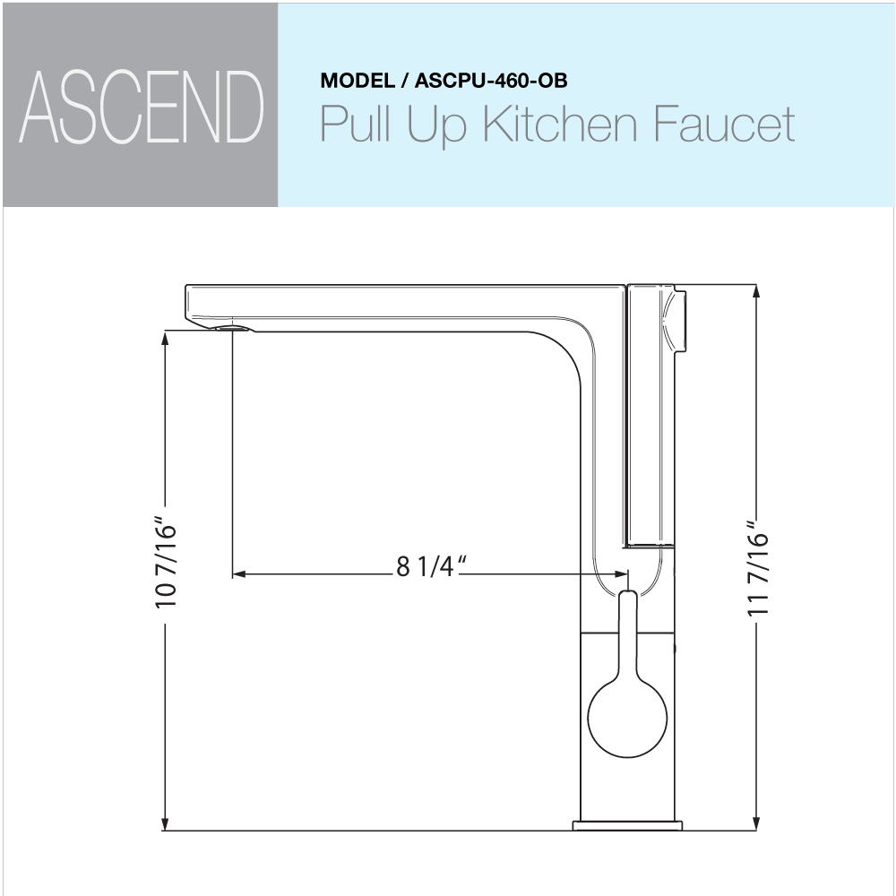 Houzer Ascend Integrated Pull Up Kitchen Faucet Rubbed Bronze, ASCPU-460-OB - The Sink Boutique