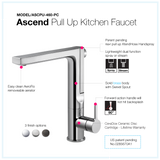 Houzer Ascend Integrated Pull Up Kitchen Faucet with CeraDox Technology Polished Chrome, ASCPU-460-PC - The Sink Boutique