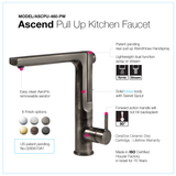 Houzer Ascend 1.75 GPM Lever Brass Kitchen Faucet, Pull Up, Pewter, ASCPU-460-PW