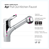 Houzer Ayr Pull Out Kitchen Faucet with CeraDox Technology Polished Chrome, AYRPO-972-PC - The Sink Boutique