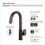 Houzer Azura Hidden Pull Down Kitchen Faucet Oil Rubbed Bronze, AZUPD-968-OB