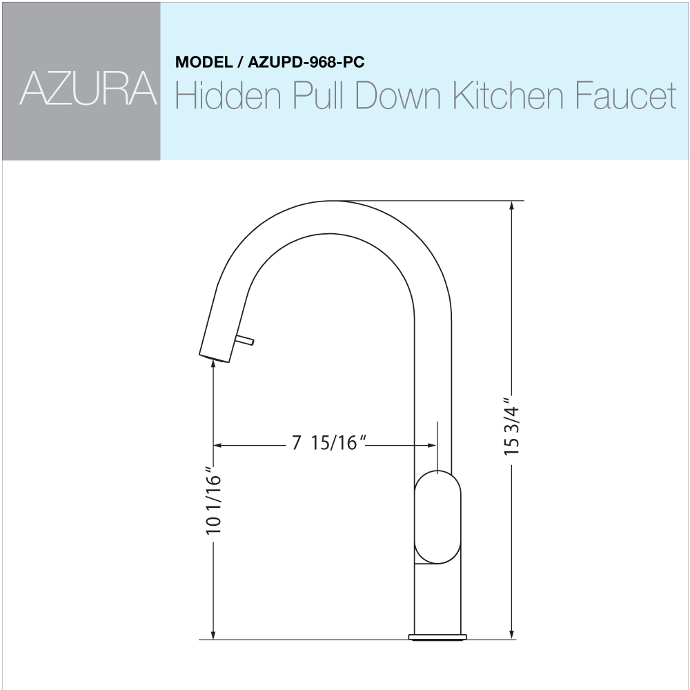 Houzer Azura Hidden Pull Down Kitchen Faucet with CeraDox Technology Polished Chrome, AZUPD-968-PC - The Sink Boutique