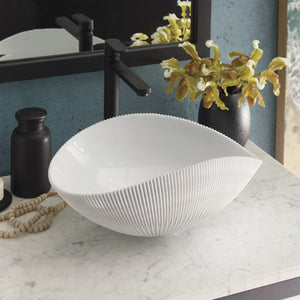 Alternate Image for Native Trails Murano 18" Asymmetrical Shell-Shaped Glass Vessel Bathroom Sink, Bianco, MG1912-BO