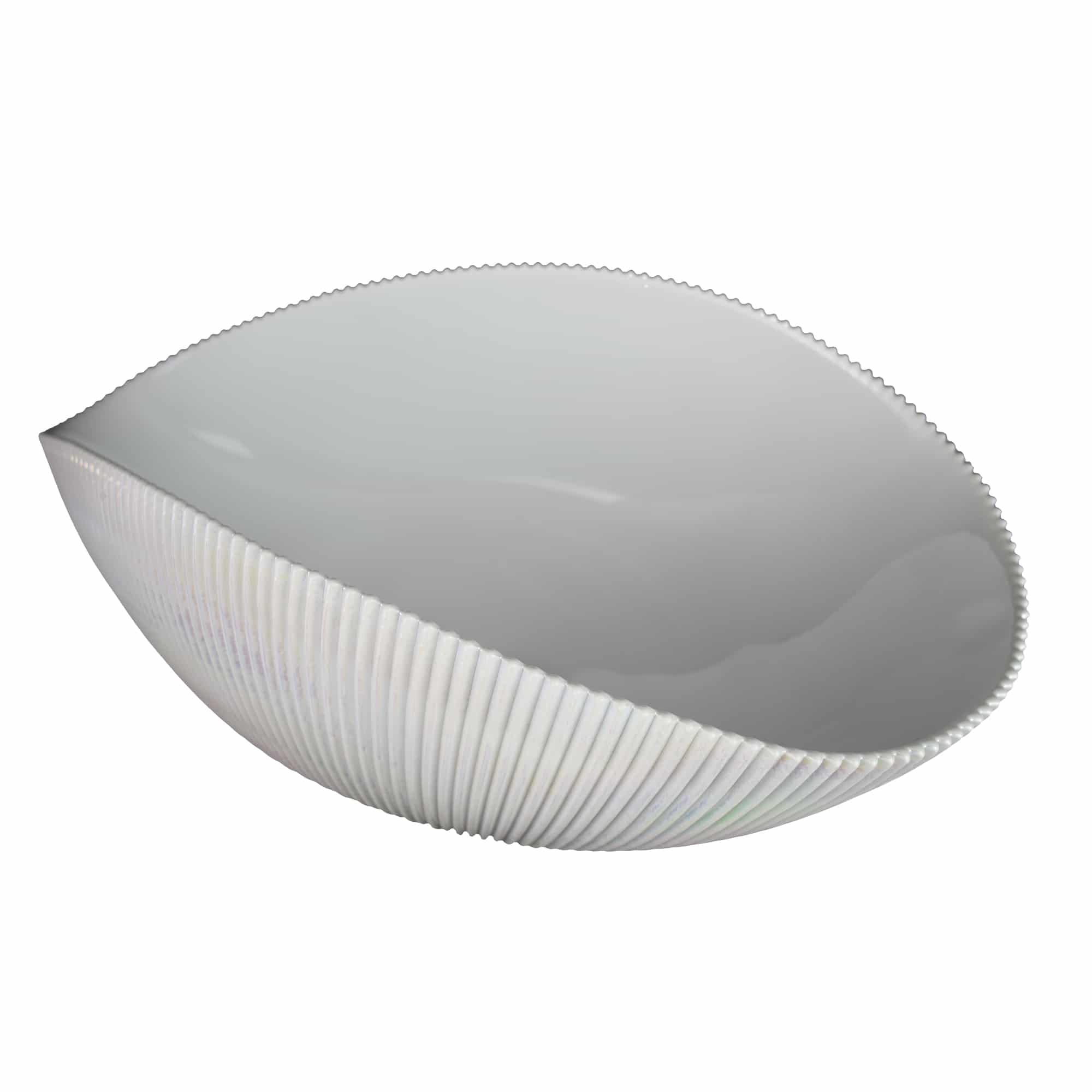 Native Trails Murano 18" Asymmetrical Shell-Shaped Glass Vessel Bathroom Sink, Bianco, MG1912-BO