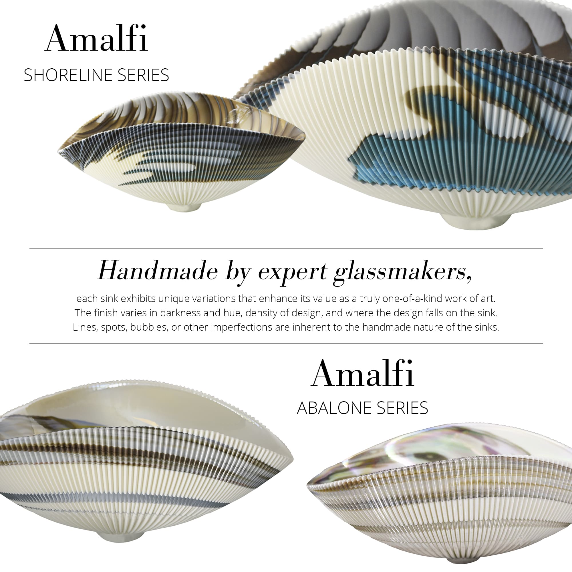 Native Trails Murano 18" Asymmetrical Shell-Shaped Glass Vessel Bathroom Sink, Abalone, MG1912-AE