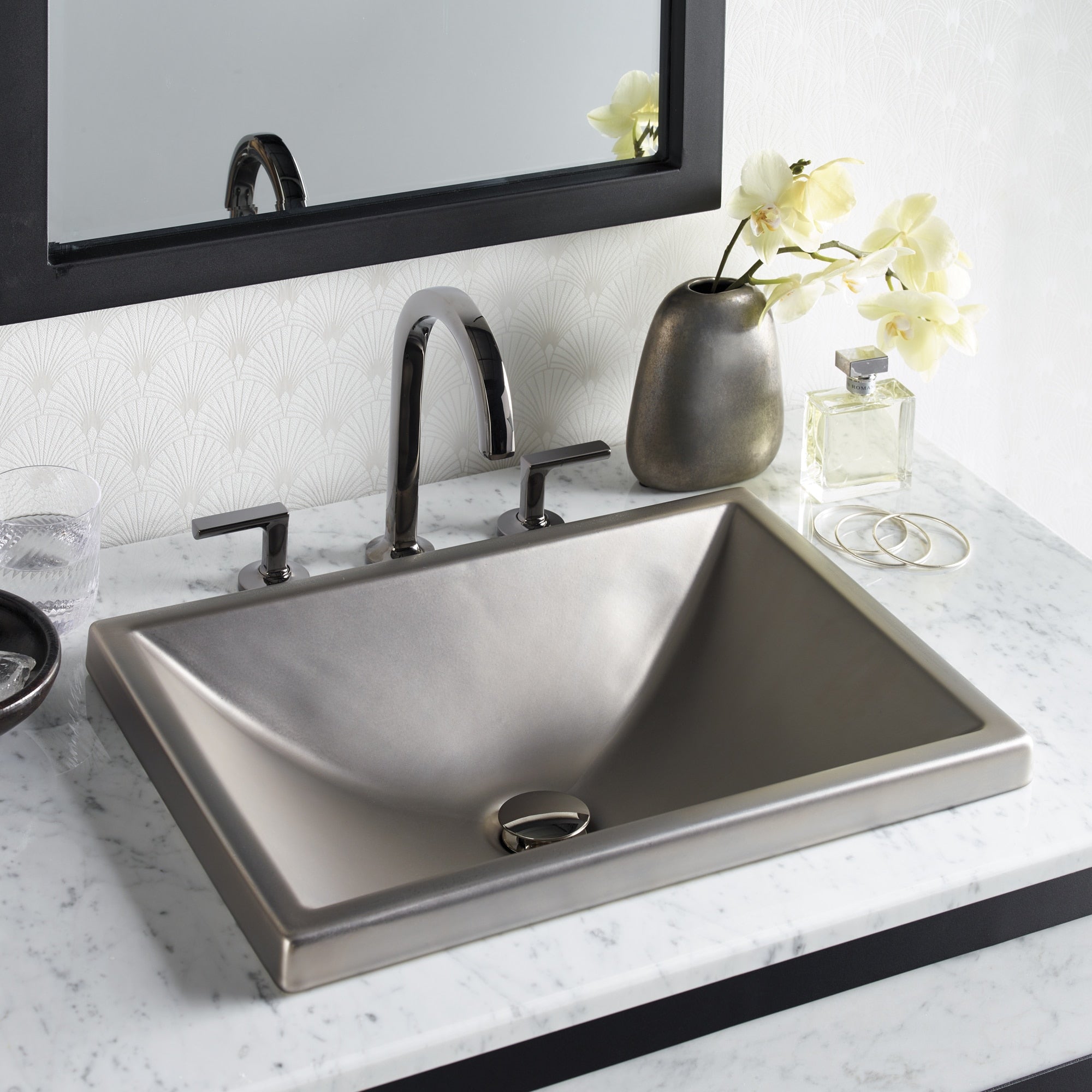 Native Trails Amara 20" x 14" Rectangle Fireclay Bathroom Sink, Platinum, PML2014-P