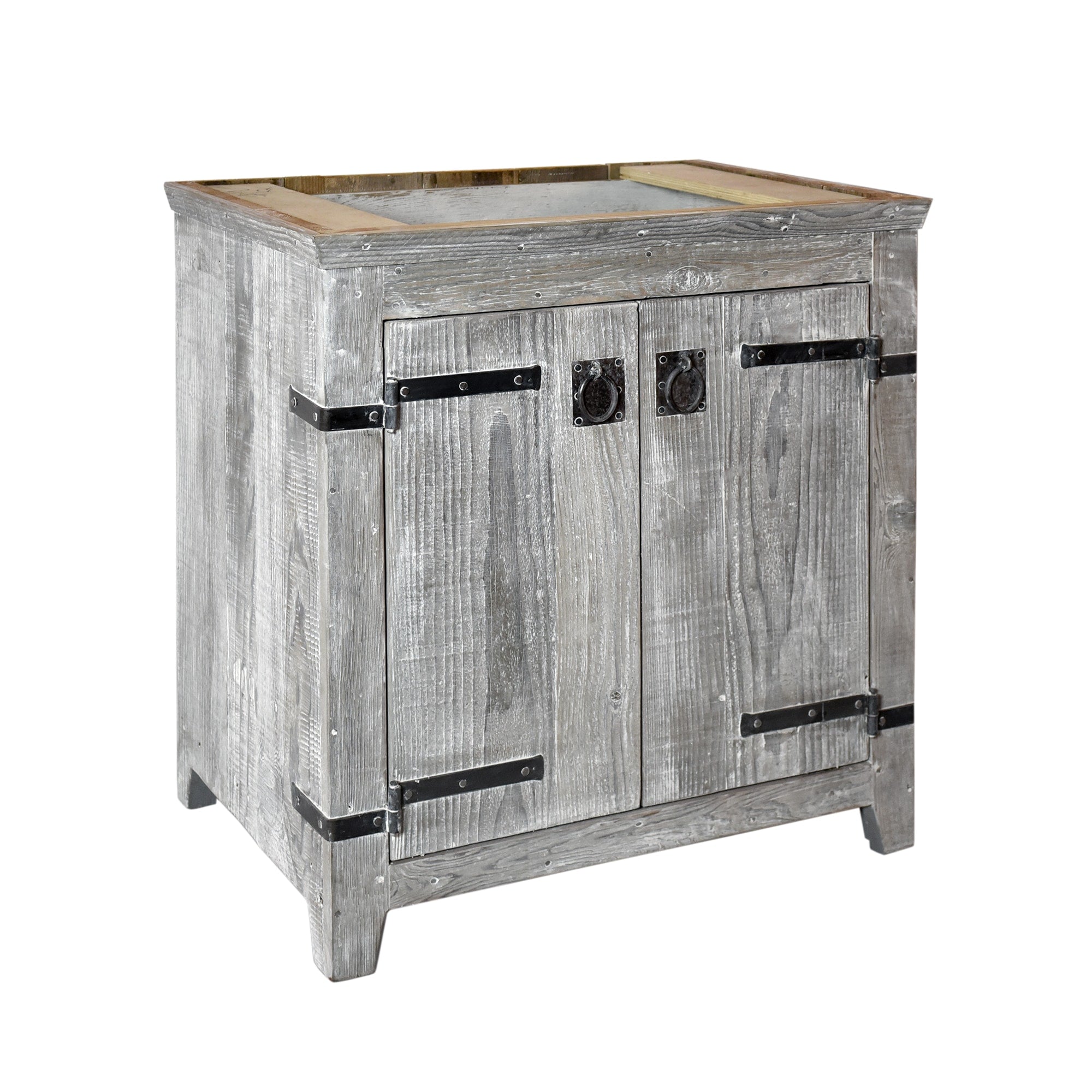 Native Trails 30" Americana Vanity in Driftwood with Carrara Marble Top and Lido in Shoreline, No Faucet Hole, BND30-VB-CT-MG-032