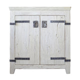 Native Trails 30" Americana Vanity in Whitewash with Carrara Marble Top and Lido in Shoreline, Single Faucet Hole, BND30-VB-CT-MG-025