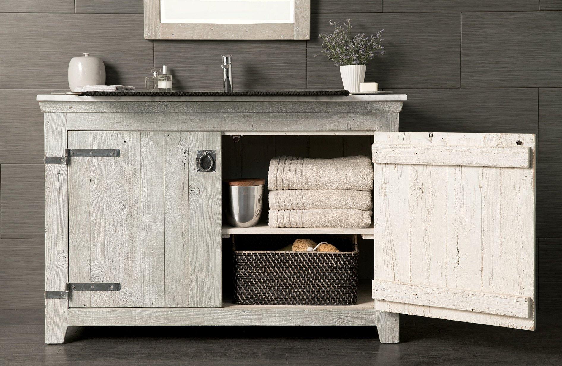 Native Trails 48" Americana Freestanding Rustic Vanity Base in Driftwood, Reclaimed Wood, VNB489