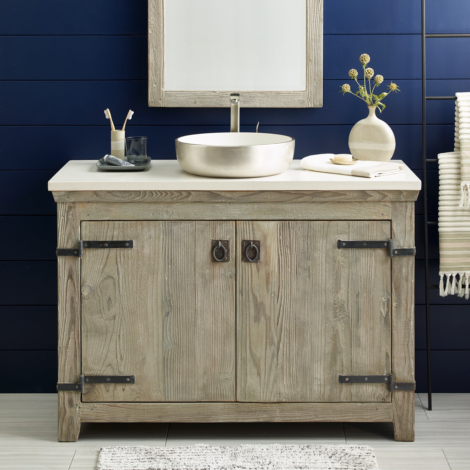 Native Trails 48" Americana Freestanding Rustic Vanity Base in Driftwood, Reclaimed Wood, VNB489
