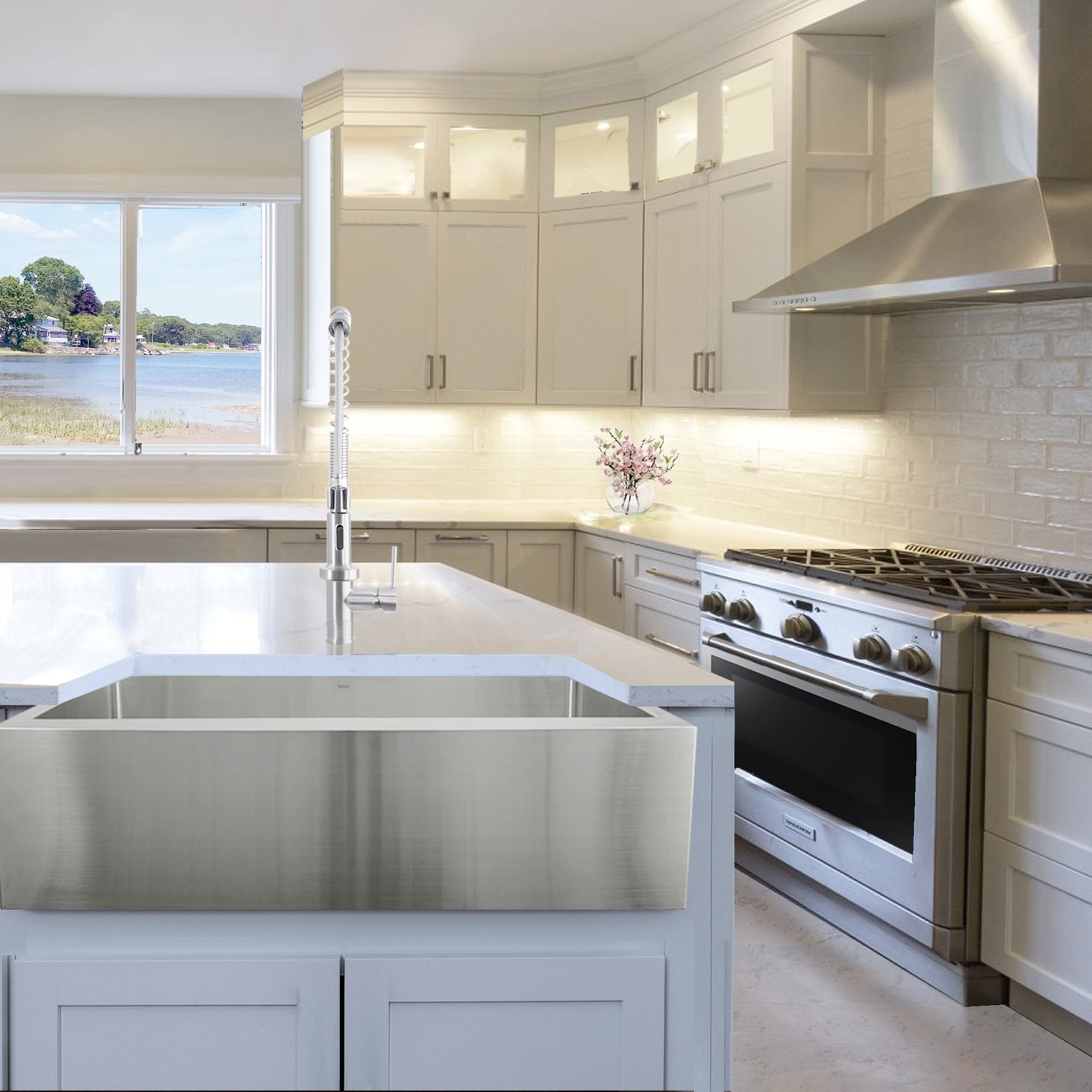 Nantucket Sinks Pro Series 33" Stainless Steel Farmhouse Sink, Apron332210-SR-16 - The Sink Boutique