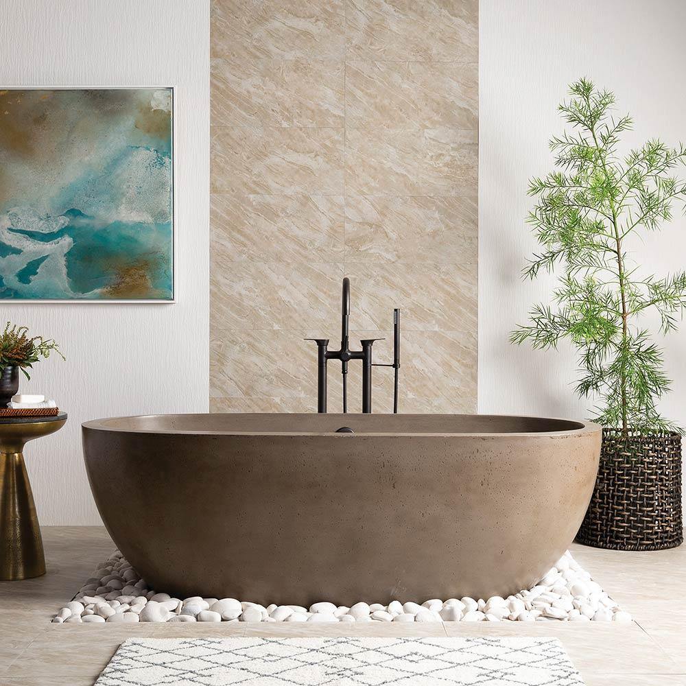 Native Trails 72" NativeStone Concrete Avalon 72" Bathtub, Earth, NST7236-E