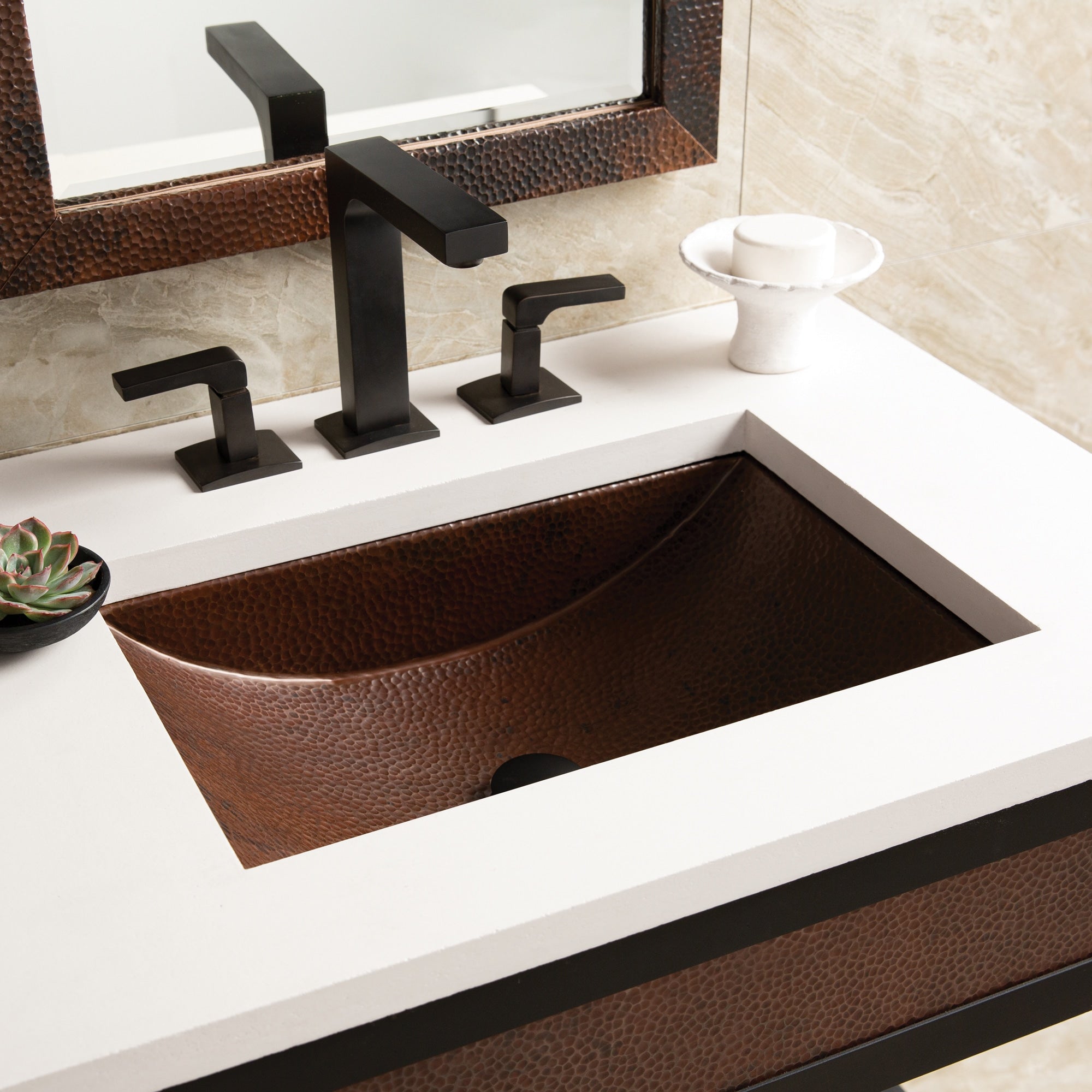 Native Trails Avila 21" Rectangle Copper Bathroom Sink, Antique Copper, CPS245