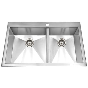 Alternate Image for Houzer 33" Stainless Steel Topmount Zero Radius Double Bowl Kitchen Sink, 18 Gauge, BCD-3322