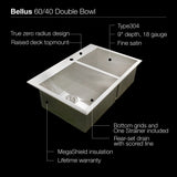 Houzer 33" Stainless Steel Topmount Zero Radius Double Bowl Kitchen Sink, BCD-3322 - The Sink Boutique